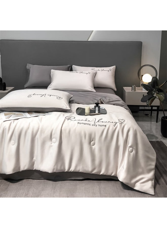Muji Class A Antibacterial Ice Silk Summer Cooling Quilt Set, Four Pieces, Air Conditioning Quilt, Bed Sheet, Pillowcase, Summer Quilt, 200*230cm - Image 4