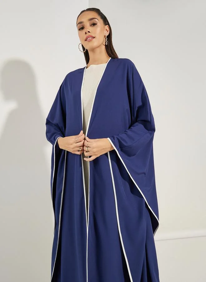 ستايلي Oversized Maxi Plain Kimono with Contrast Detailing