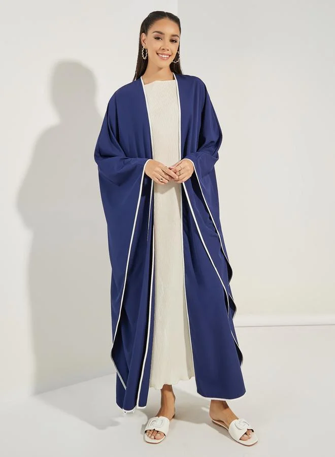 ستايلي Oversized Maxi Plain Kimono with Contrast Detailing