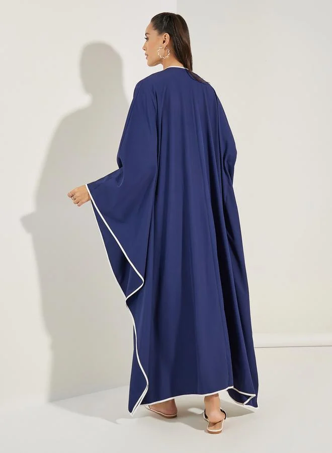 ستايلي Oversized Maxi Plain Kimono with Contrast Detailing