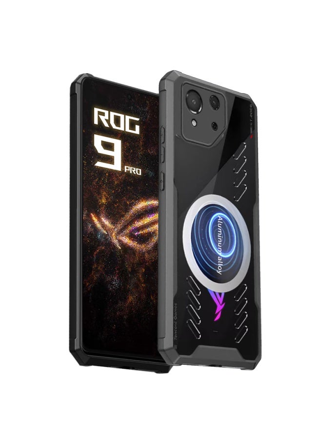 Freeson Rog9/Rog9 Pro Phone Case Heat Dissipation Protective Cover Full Lens Protection Anti-Drop Four-Corner Collision Simple Magnetic Heat-Conducting Shell Compatible With Heat Sink Black