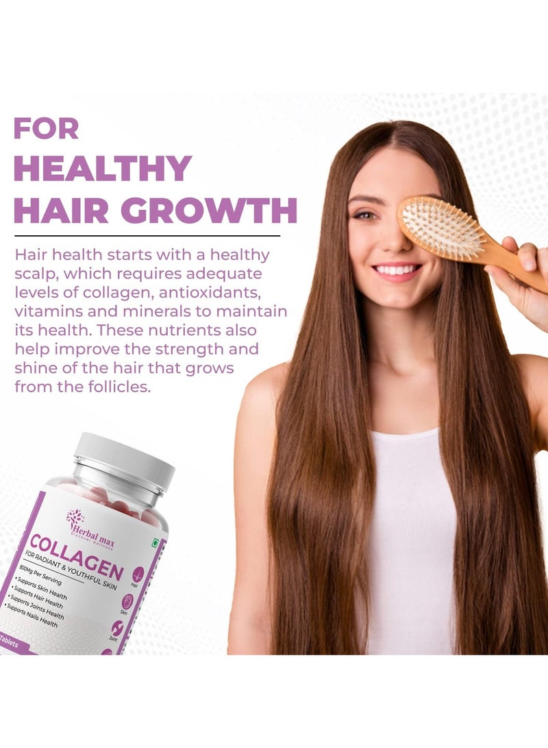 هيربال ماكس الكولاجين لتعزيز إصلاح البشرة وتجديدها لبشرة شابة ومشرقة - 300 قرص 800 ملغ، عبوة من 5 أقراص - Image 5