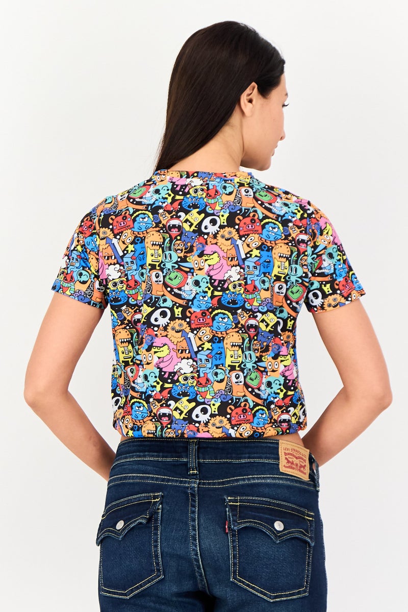 ONLY JDY By Only Women Round Neck Short Sleeve Graphic Print Top, Multicolor - Image 2