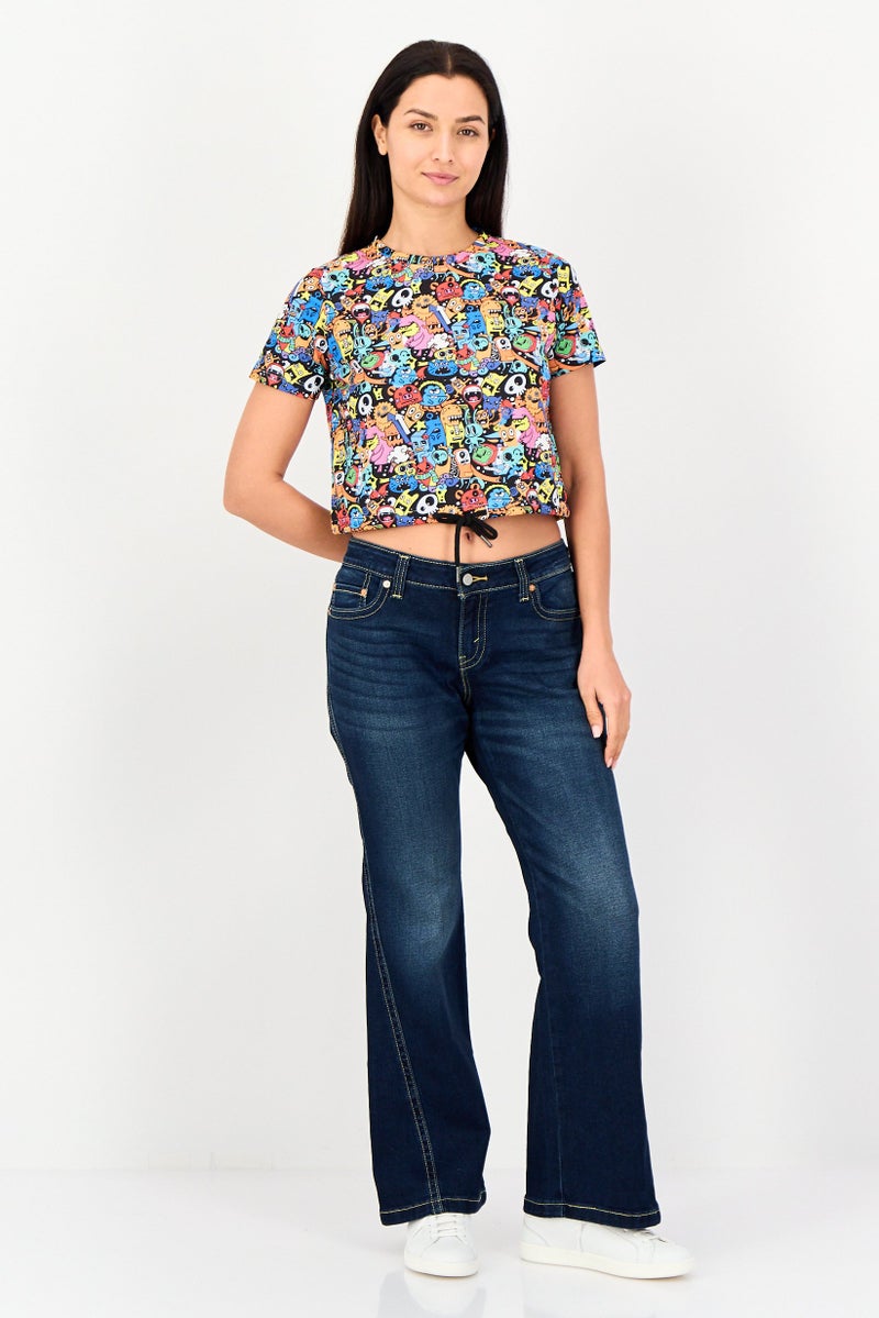 ONLY JDY By Only Women Round Neck Short Sleeve Graphic Print Top, Multicolor - Image 3