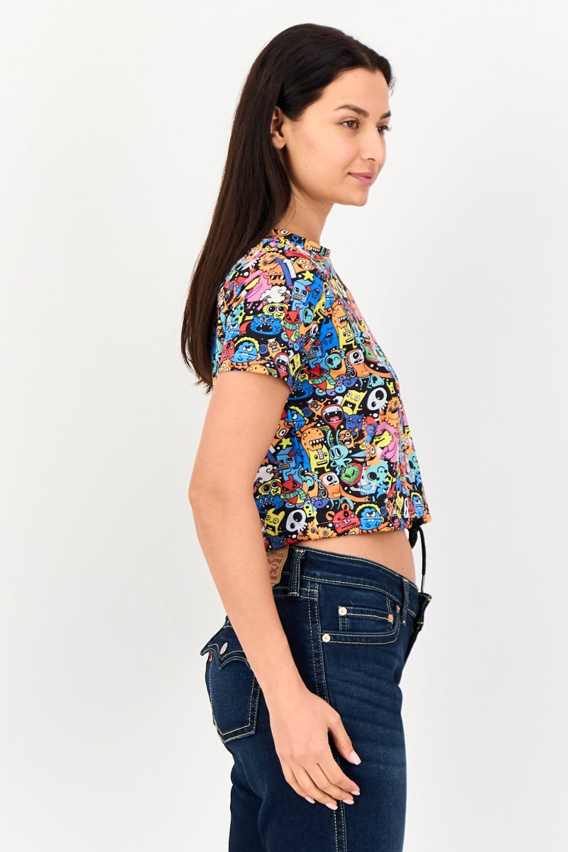 ONLY JDY By Only Women Round Neck Short Sleeve Graphic Print Top, Multicolor - Image 4