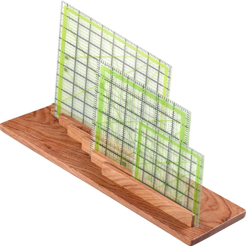SAVINA Wooden Quilting Ruler Rack Handcrafted Hard Wood Ruler Organizer with 5 Slots Ruler Stand for Sewing and Quilting Templates Aesthetic and Functional Sewing Room Accessory 1pcs