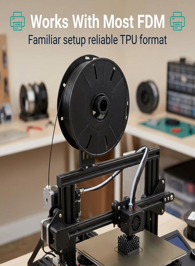 Tesseract Premium TPU 1.75mm 3D Printing Filament | Dimensional Accuracy +/- 0.03mm | Compatible with Most FDM Printers | 1 KG 3D Printer Filament - TPU Black (Quantity 1) - Image 2