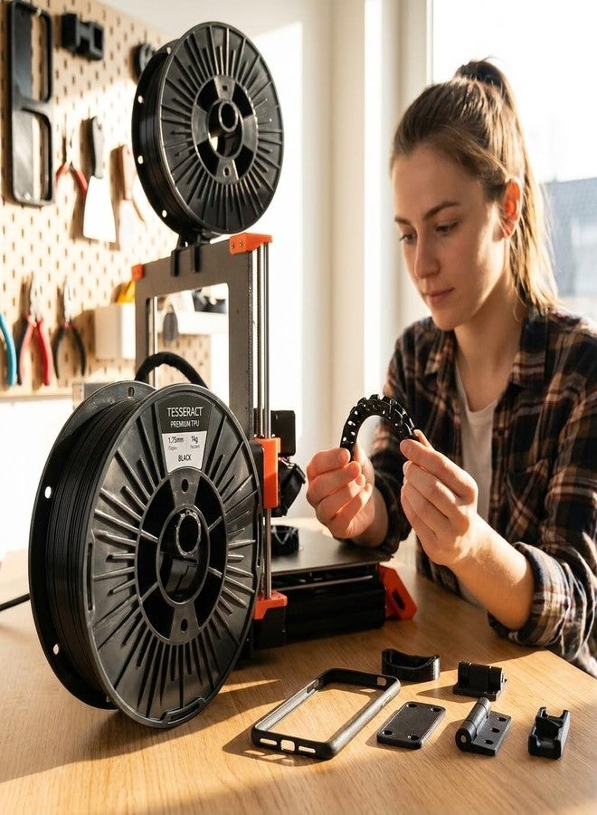 Tesseract Premium TPU 1.75mm 3D Printing Filament | Dimensional Accuracy +/- 0.03mm | Compatible with Most FDM Printers | 1 KG 3D Printer Filament - TPU Black (Quantity 1) - Image 4