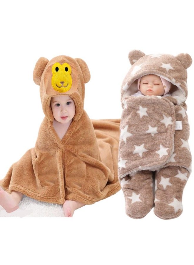 Brandonn Baby Blankets New Born Combo Pack Of Hooded Wrapper Sleeping Bag And Baby Bath Towel For 0 6 Months Baby Boys And Baby Girls Pack Of 2 - Image 2