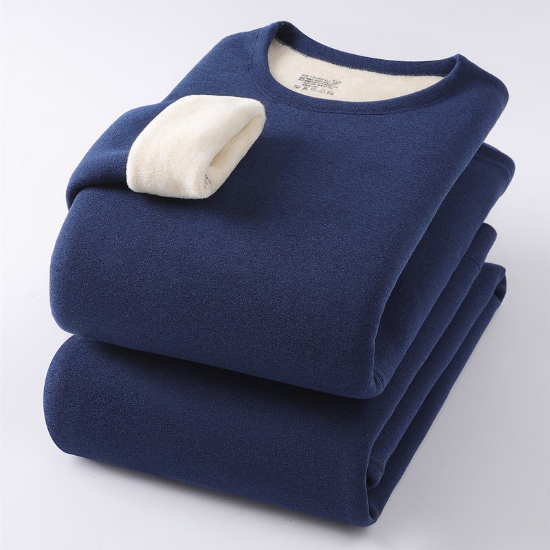 Men'S Fleece-Lined Thickened Koala Velvet Thermal Underwear Suit Baby Velvet Soft Autumn Clothes And Pants For Men And Women Round Neck - Image 3