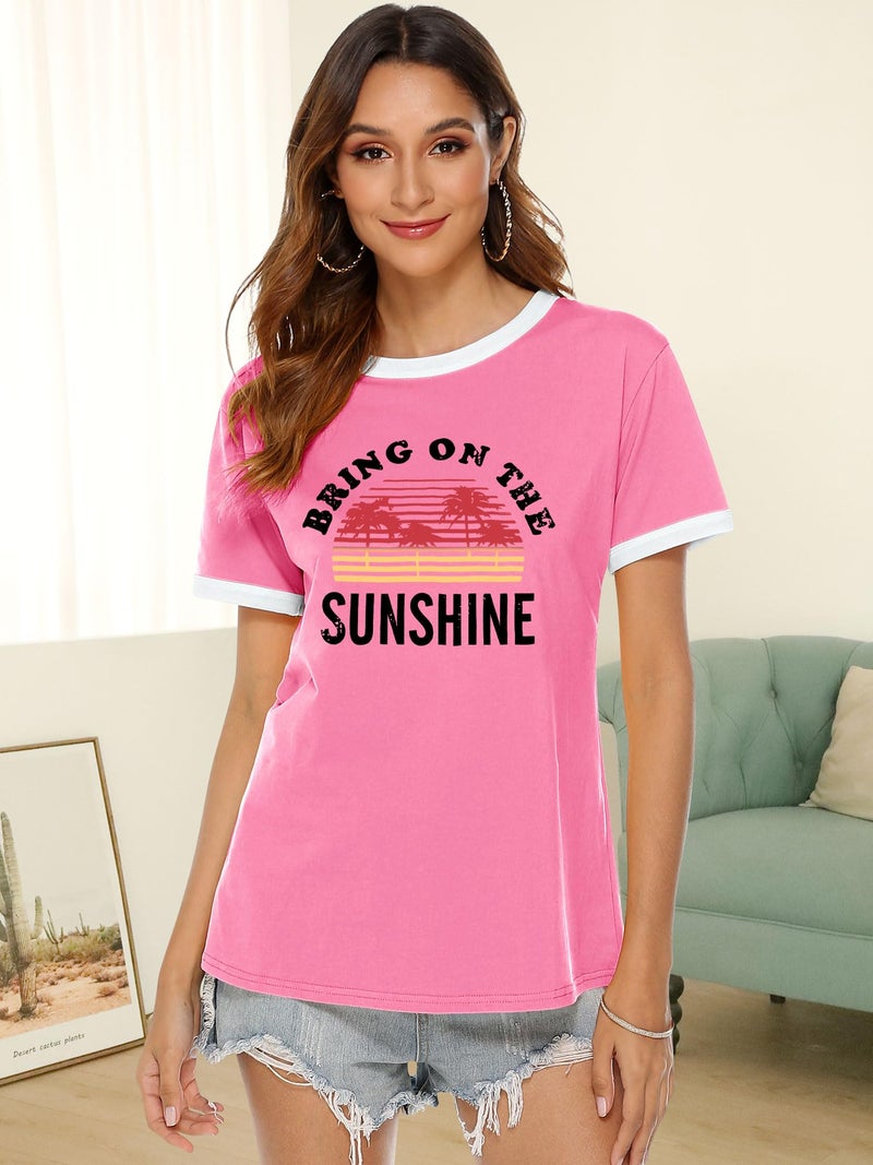 Nlife Bring On The Sunshine Graphic Short Sleeves Tees Blouses for Women Tops Sweaters for Women - Image 3