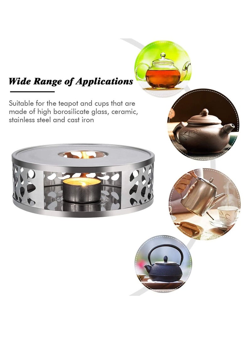 Teapot Warmer Stainless Steel Heater Coffee Warmer Base Dish Warmer with Tea Light Candle for Glass Teapot and Other heatproof Dish Warming use  - Image 3