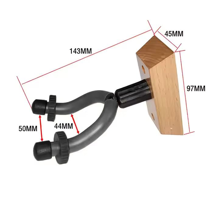 Mozart Hardwood Guitar Wall Hanger – Rectangular Shape Guitar Wall Mount Bracket Holder for Acoustic, Electric Guitars & Ukuleles (Model GH-23) - Image 5
