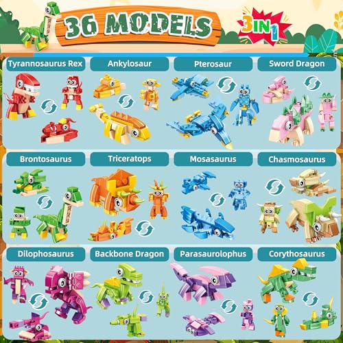 LINAYE 36 Packs Party Favors for Kids 108 Models Mini Animals Dinosaur Building Blocks Set Toys for Kids Easter Stuffers Fillers Birthday Valentines Day Gifts Classroom Prizes for Boys Girls - Image 5