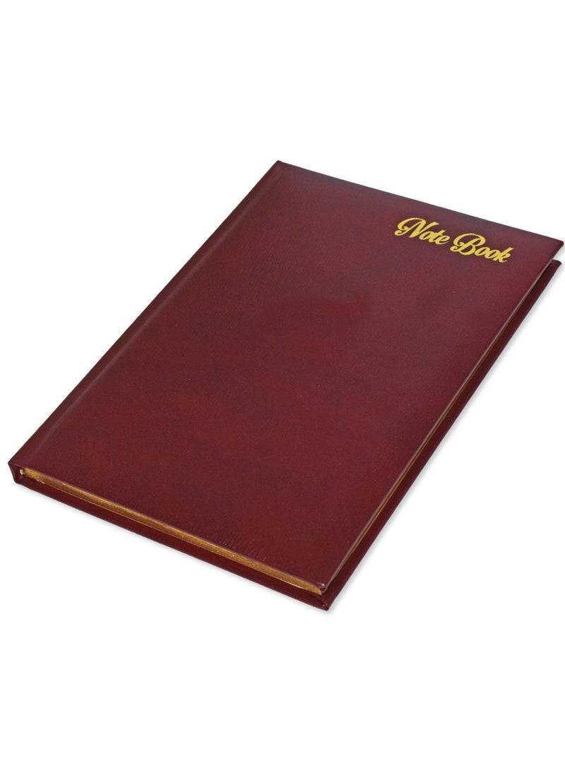 FIS Golden Notebook Bonded Leather, Size A5, Italian Ivory Paper, 70 GSM, 196 Pages, 8 mm Ruled, 1 Side Padded Cover, Gold Gilded Edges, Colour Maroon - FSNB1SA5GIVBLMR - Image 1