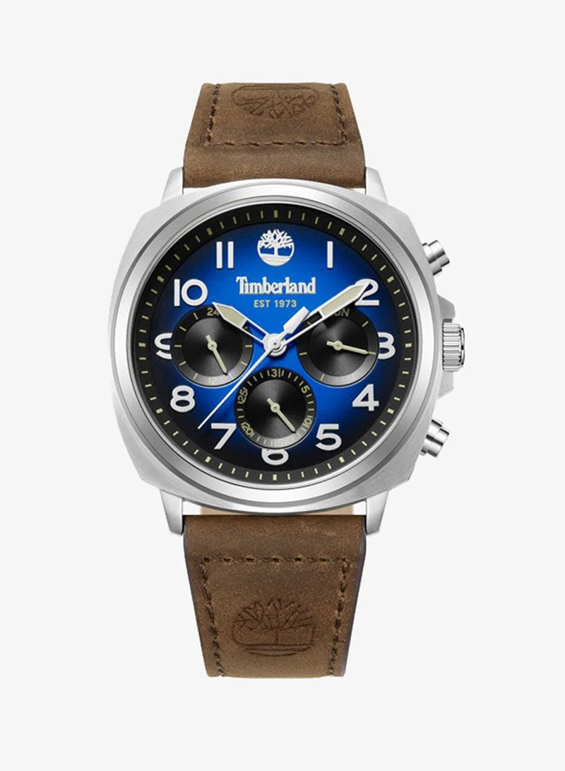 Timberland Williston-Small 43.5 mm Men's Multifunction Watch Blue Dial  & Brown Leather Strap