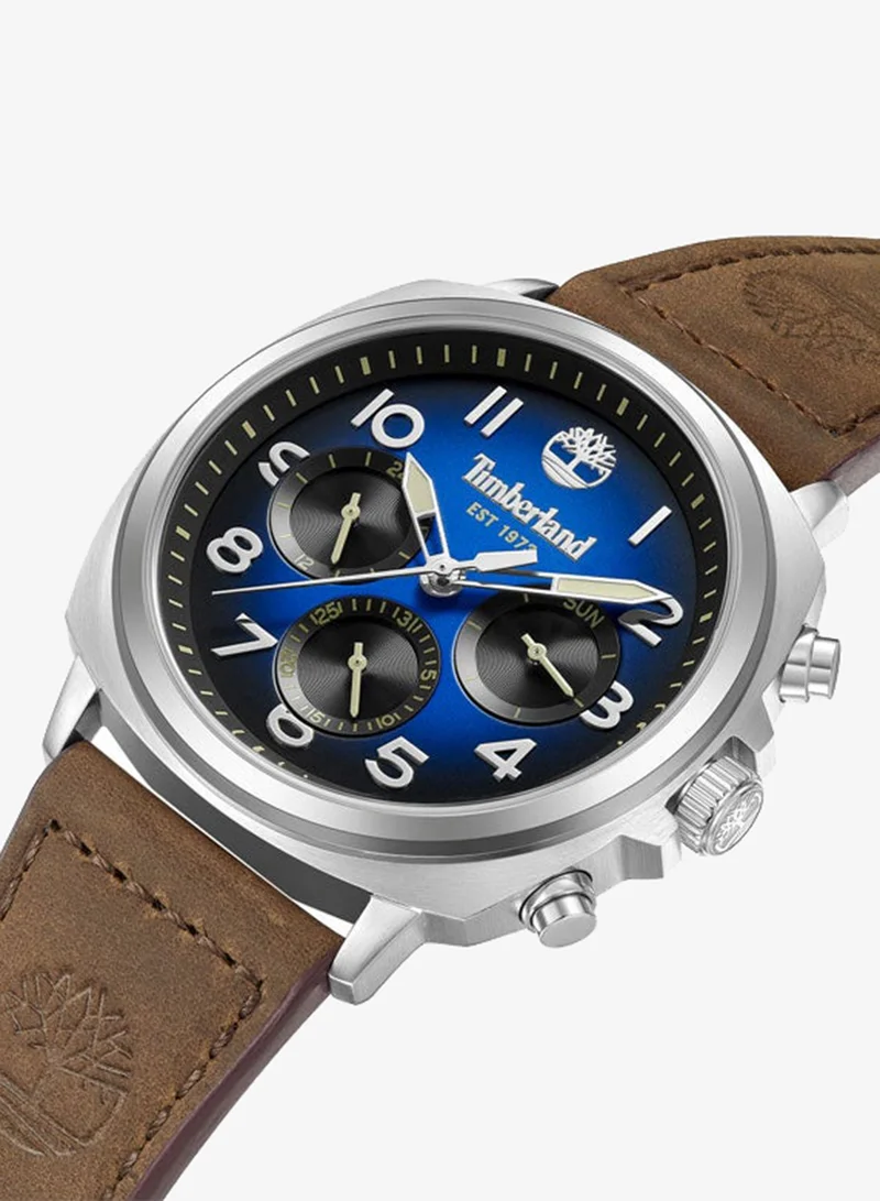 Timberland Williston-Small 43.5 mm Men's Multifunction Watch Blue Dial  & Brown Leather Strap