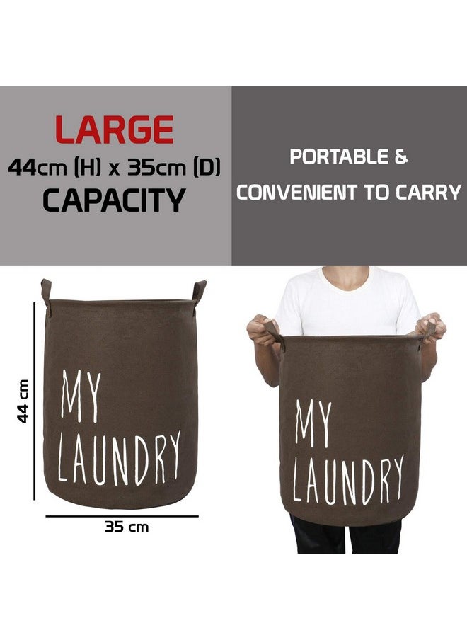 HOKIPO HOKIPO Folding Laundry Basket for Clothes, Round Collapsible Storage Basket - Large, Brown (AR2321)  - Image 4