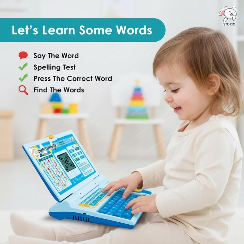 Storio لعبة لابتوب تعليمية للأطفال للصبيان والبنات من عمر 2-5 سنوات | لعبة كمبيوتر ممتعة | تعلم الأبجدية، الحروف، الكلمات، الأرقام، الألعاب، الموسيقى والمنطق | لعبة تعليمية تفاعلية - أزرق - Image 4