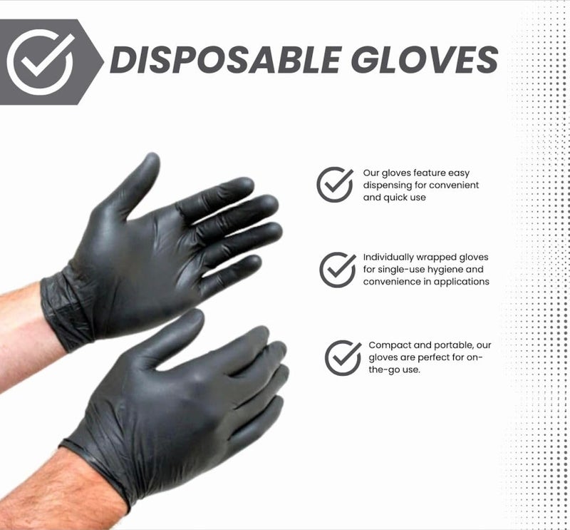 Shamrock Latex Examination Gloves 18014 - Black Disposable Latex-Free, Cooking, Food Handling, XL Size - Image 4