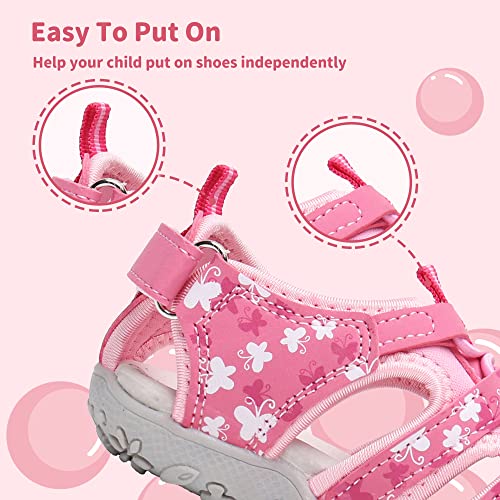 Apakowa Kids Girls Sandals Soft Sole Closed Toe Sport Beach Sandals Summer Shoes (Toddler/Little Kid) - Image 3