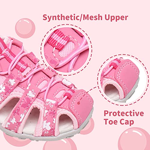 Apakowa Kids Girls Sandals Soft Sole Closed Toe Sport Beach Sandals Summer Shoes (Toddler/Little Kid) - Image 2