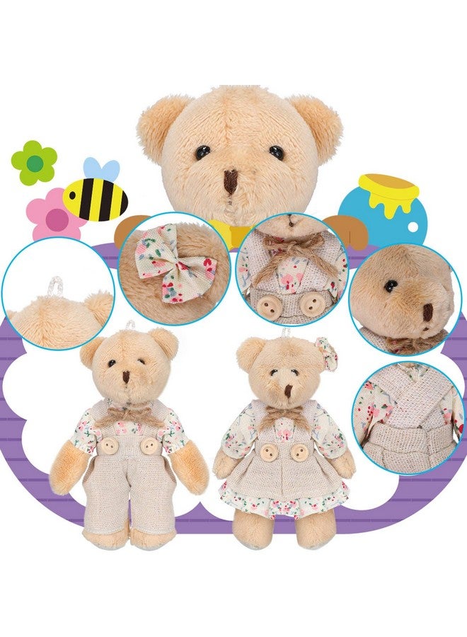 Skylety 12 قطعة دمى دببة محشوة صغيرة دببة زوجية صغيرة مع ملابس من الخيش ألعاب دببة صغيرة لزينة عيد الميلاد وحفلات الزفاف واحتفالات أعياد الميلاد (أسلوب جديد متعدد الألوان) - Image 4