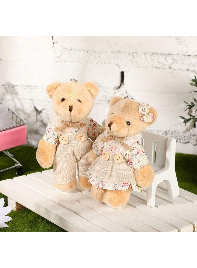 Skylety 12 قطعة دمى دببة محشوة صغيرة دببة زوجية صغيرة مع ملابس من الخيش ألعاب دببة صغيرة لزينة عيد الميلاد وحفلات الزفاف واحتفالات أعياد الميلاد (أسلوب جديد متعدد الألوان) - Image 5