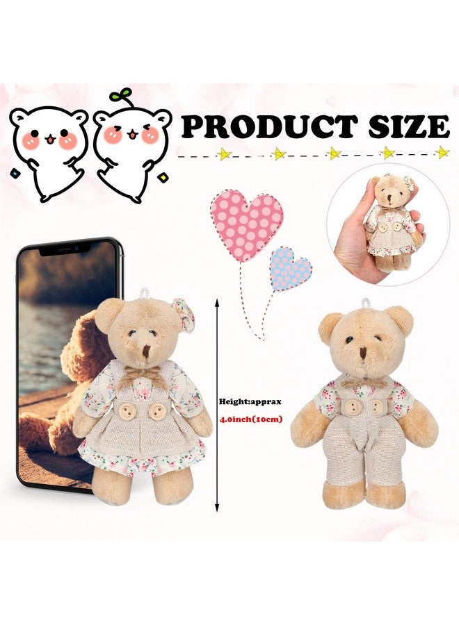 Skylety 12 قطعة دمى دببة محشوة صغيرة دببة زوجية صغيرة مع ملابس من الخيش ألعاب دببة صغيرة لزينة عيد الميلاد وحفلات الزفاف واحتفالات أعياد الميلاد (أسلوب جديد متعدد الألوان) - Image 3
