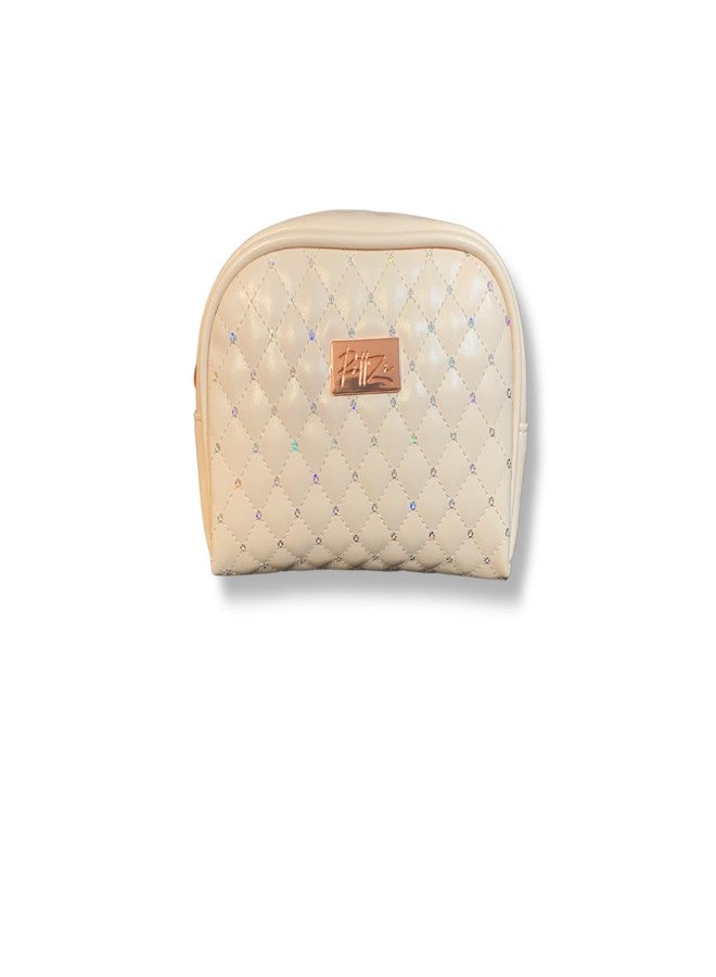RITTZI Cream Quilted Cosmetic Bag - Elegant Travel & Makeup Organizer - Image 1