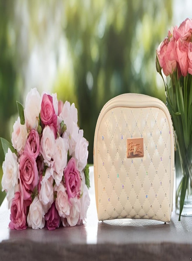 RITTZI Cream Quilted Cosmetic Bag - Elegant Travel & Makeup Organizer - Image 4