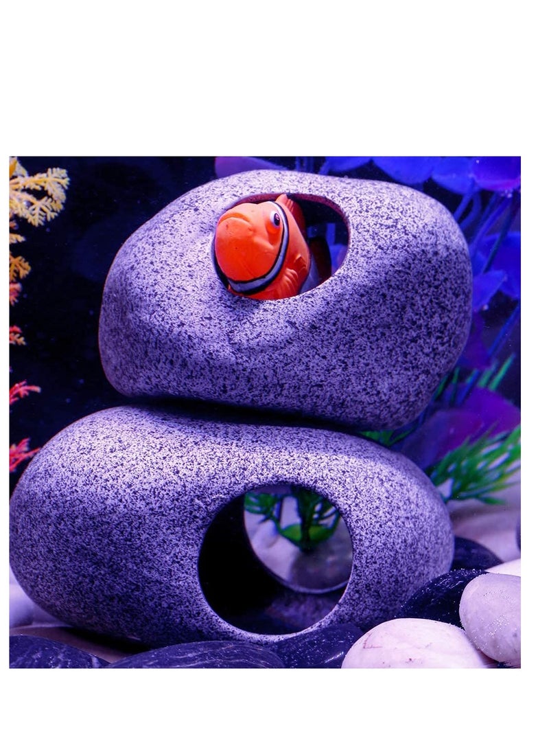 Barakah Stackable Aquarium Decoration Rock Caves, Betta Cave Hideaway Tunnel for Territorial Fish, Shrimp Cichlid Hiding Breeding Spawning,Hideout Decor 2PCS - Image 2