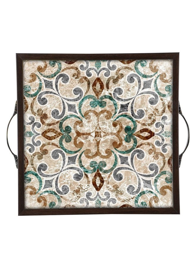 Paper Plane Design - PAPER PLANE DESIGN Wooden Serving Tray for Serving, Square Large Serving Tray Table Decoration (Square 12 INCH) (C) - Image 1