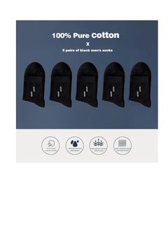 RATSAW 5 Packs Mens Socks Cotton Dress Socks Mens Calf Socks for Business Breathable Soft Athletic Casual Socks Comfort Fit Breathable Sweat-Absorptive Odor Resistant Black  - Image 3
