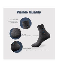 RATSAW 5 Packs Mens Socks Cotton Dress Socks Mens Calf Socks for Business Breathable Soft Athletic Casual Socks Comfort Fit Breathable Sweat-Absorptive Odor Resistant Black  - Image 4