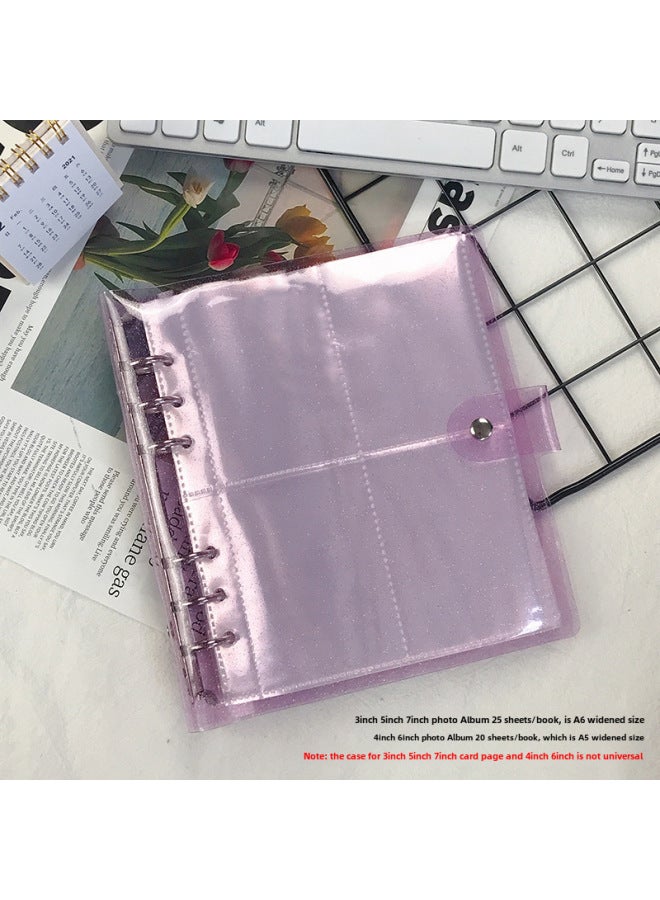 Unity Spot Transparent Sparkling Large Capacity 6 Hole Loose-leaf Plug-in Photo Album 3 Inch 5 Inch Photo Album Star Chasing Supplies - Image 1
