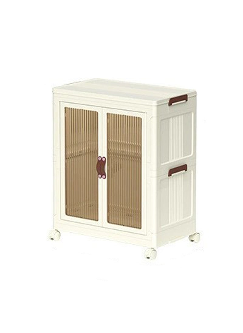 Sharpdo Multilayer Folding Storage Cabinet,   Stackable Storage Box Organizer For Children's Wardrobe,  Transparent Plastic With Pulley, Clothing, SHoes, Snacks Storage Box, Cosmetic Storage Box (22.04*13.38* - Image 1