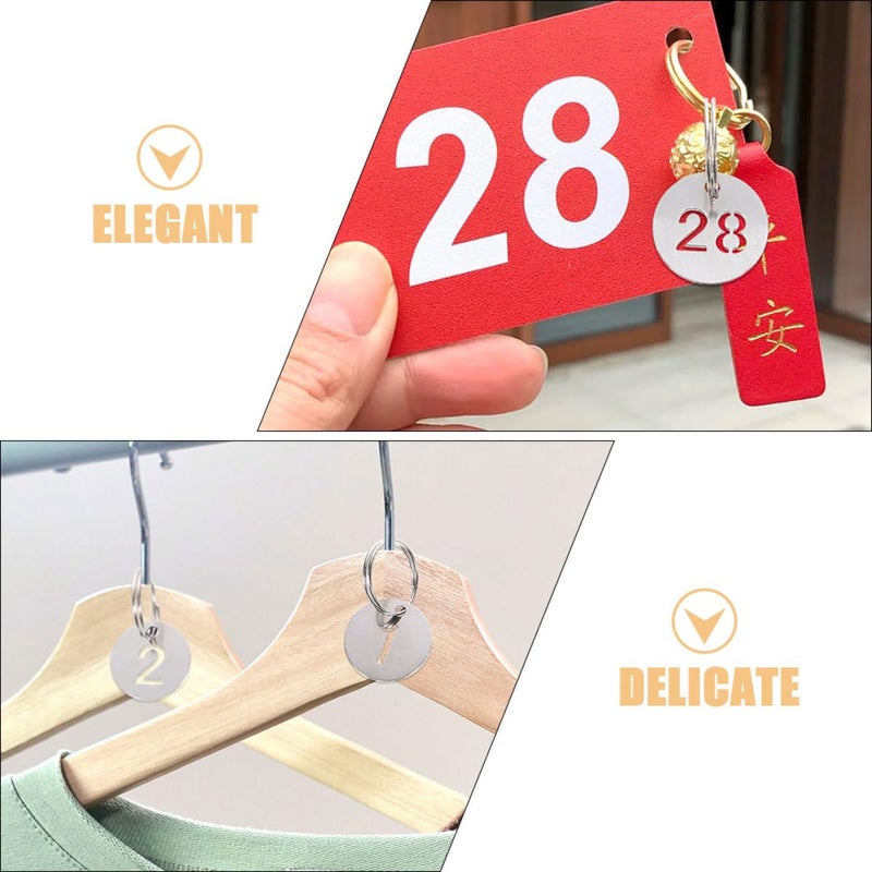 40Pcs Stainless Steel Hollow Number Key Tags for Organization Sorting Office School - Image 4