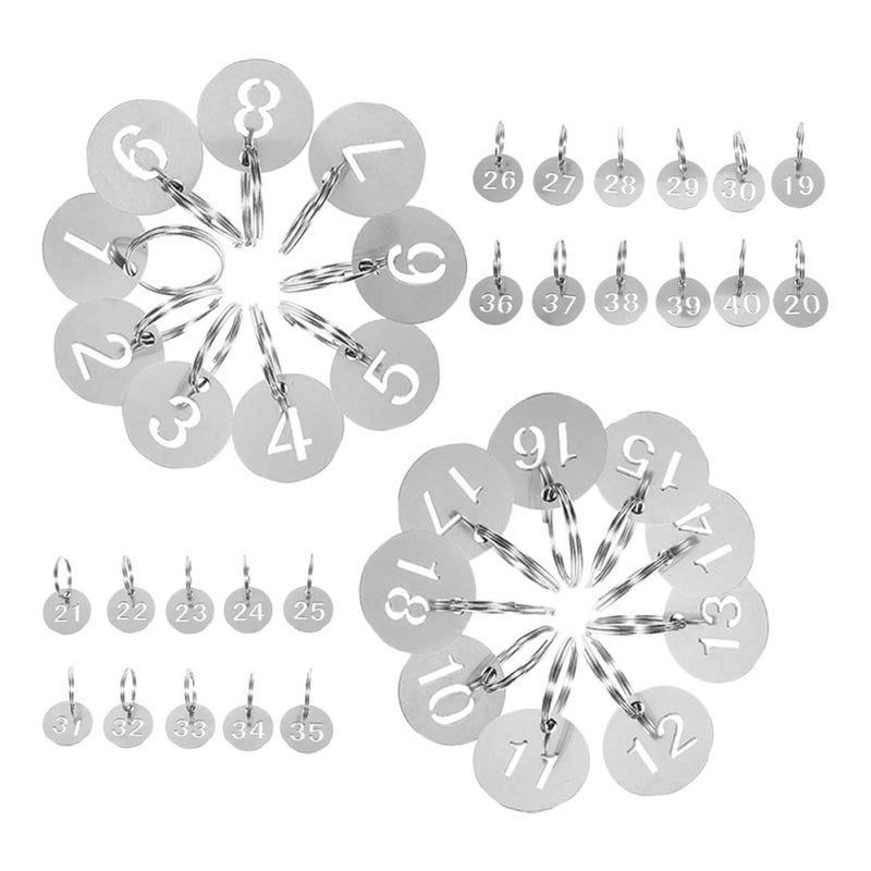 40Pcs Stainless Steel Hollow Number Key Tags for Organization Sorting Office School - Image 2