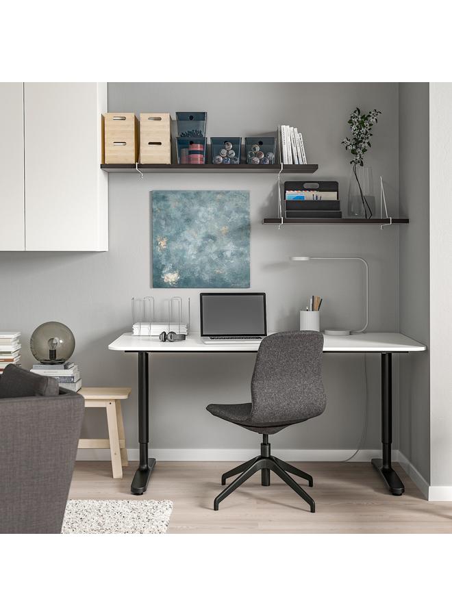 زبون مجموعة رفوف حائط، بني-أسود/أبيض، 120×30 سم - Image 2