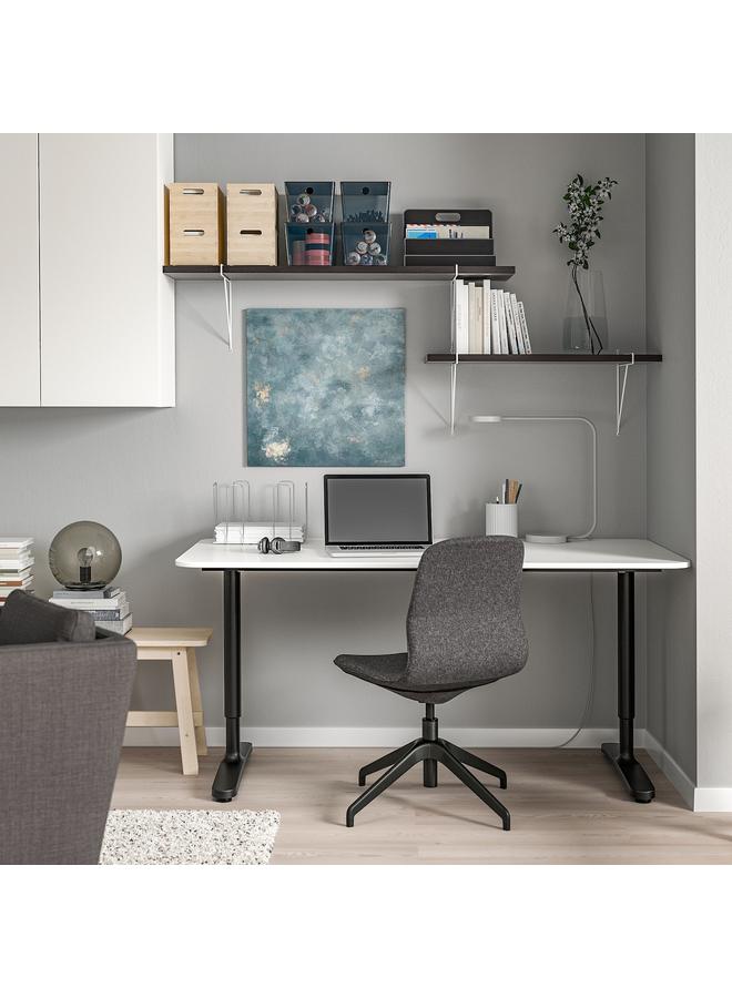 زبون مجموعة رفوف حائط، بني-أسود/أبيض، 120×30 سم - Image 3