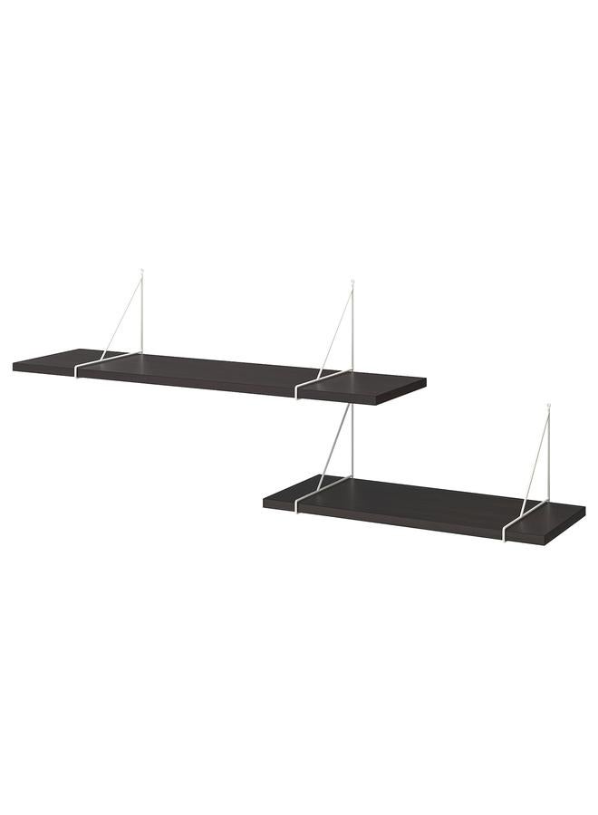 زبون مجموعة رفوف حائط، بني-أسود/أبيض، 120×30 سم - Image 1