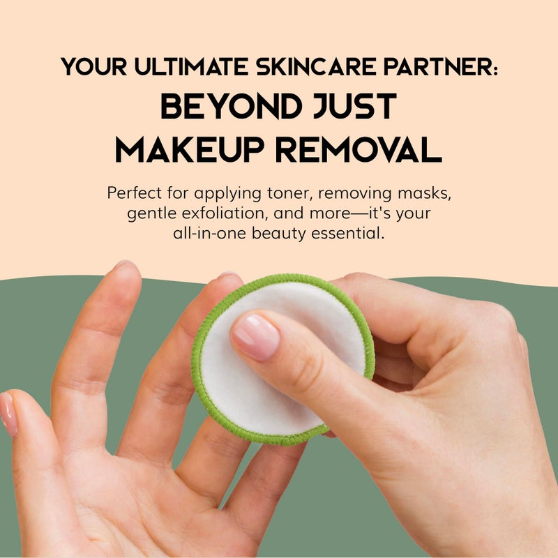 Greenzla Reusable Makeup Remover Pads (20 Pack) Washable Laundry Bag & Round Box for Storage, Reusable Bamboo Cotton Rounds for All Skin Types - Image 4