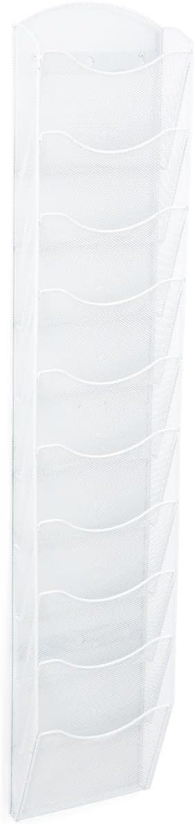 Displays2go Single  MultiTiered Metal Mesh Literature Wall Rack 1020 Pockets  White MSHWL10WHT - Image 1