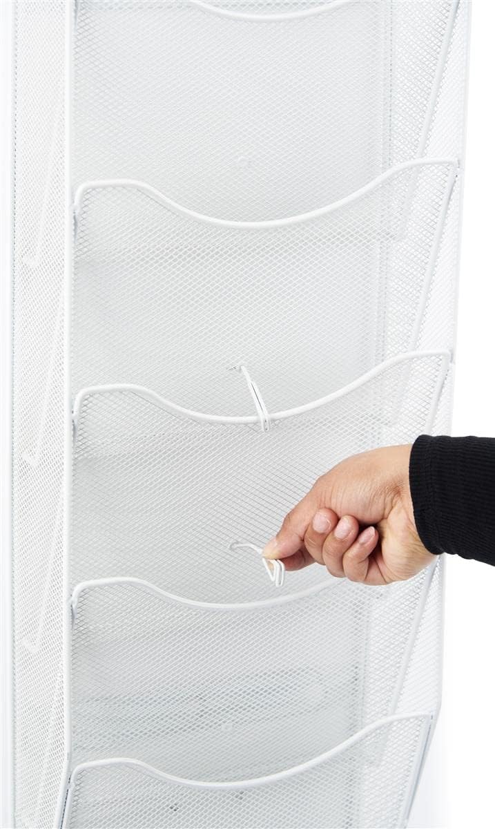 Displays2go Single  MultiTiered Metal Mesh Literature Wall Rack 1020 Pockets  White MSHWL10WHT - Image 4