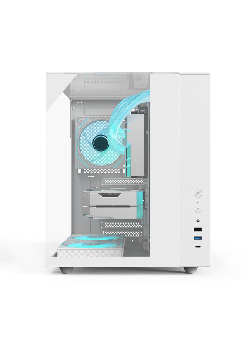 null - صندوق SHARX PROFIN GX500W للحواسيب بحجم ATX Mid-Tower، مزود بـ ٥ مراوح ARGB مقاس ١٢٠ ملم مثبتة مسبقًا، مع وحدة تحكم، وزجاج مقوى - Image 1