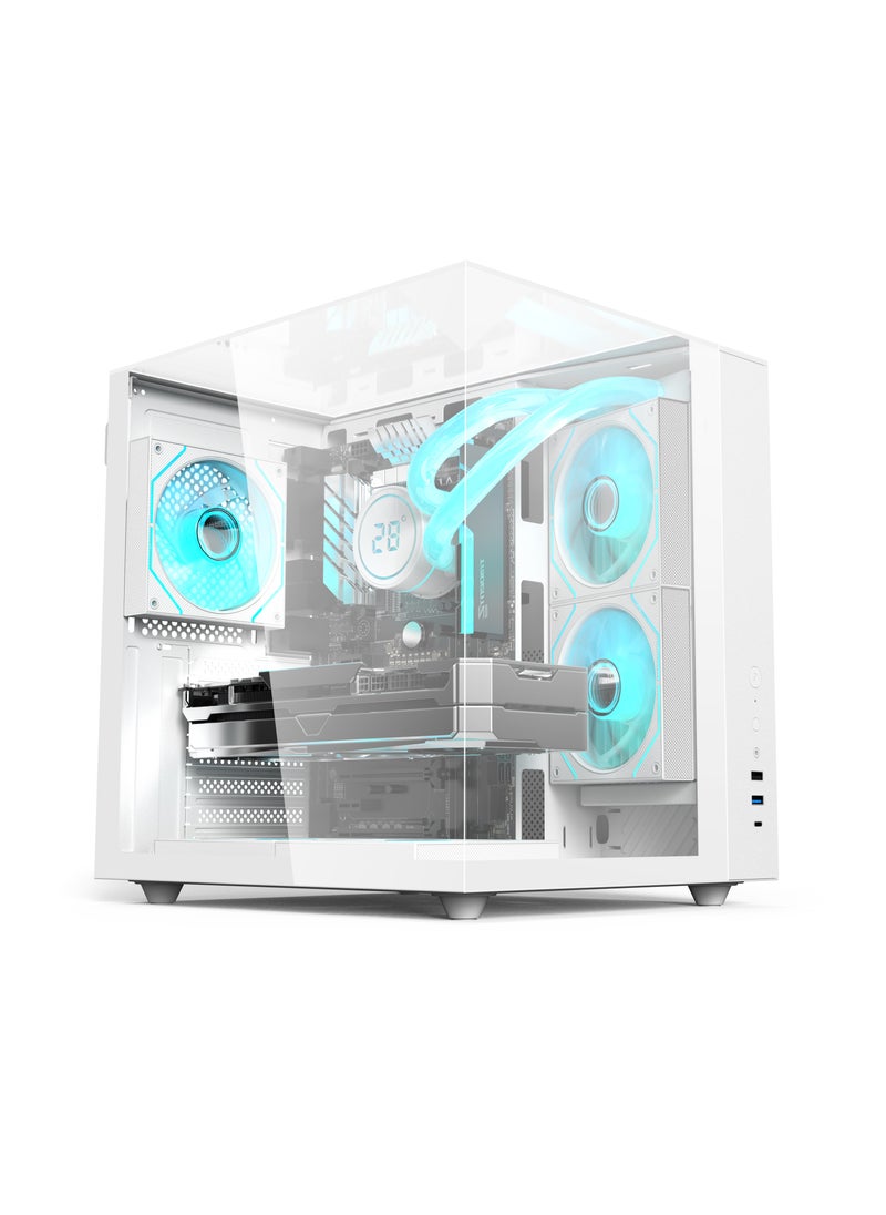null - صندوق SHARX PROFIN GX500W للحواسيب بحجم ATX Mid-Tower، مزود بـ ٥ مراوح ARGB مقاس ١٢٠ ملم مثبتة مسبقًا، مع وحدة تحكم، وزجاج مقوى - Image 1