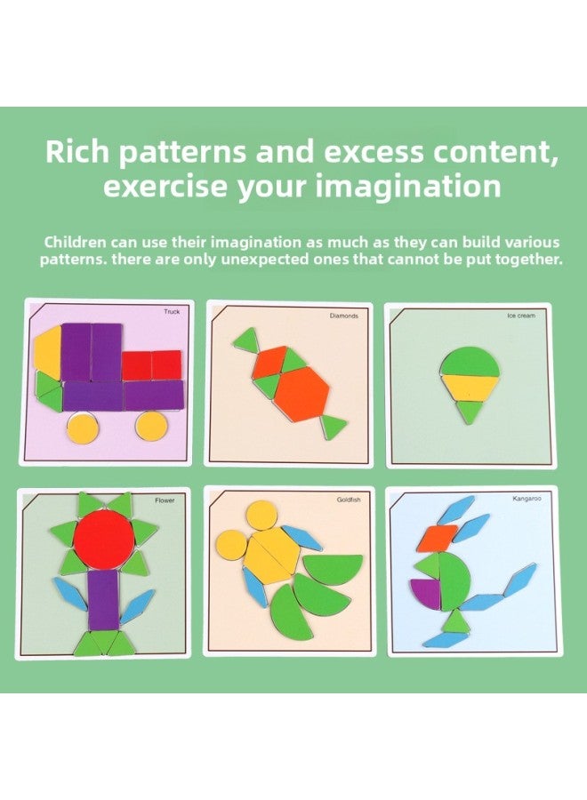 168 قطعة صندوق حديد مغناطيسي لغز إبداعي 0.6 لغز هندسي للأطفال تانجرام لعبة خشبية مجمعة - اللون: 168 قطعة لغز صندوق حديد - Image 3