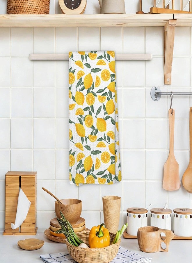 FUGWN Summer Lemon Kitchen Towels, Lemon Gifts for Women Decor Dish Tea Towels Dishcloth for Kitchen, Summer Fruit Hand Towel for Bathroom, Fruit Lovers Gifts, 16x24 Inch - Image 2