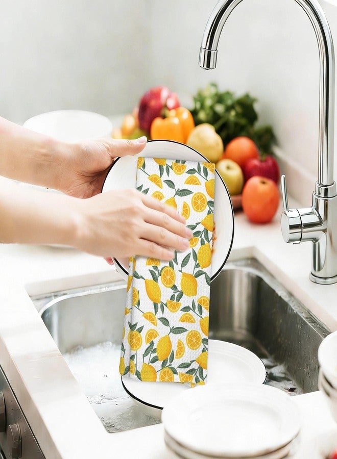 FUGWN Summer Lemon Kitchen Towels, Lemon Gifts for Women Decor Dish Tea Towels Dishcloth for Kitchen, Summer Fruit Hand Towel for Bathroom, Fruit Lovers Gifts, 16x24 Inch - Image 5